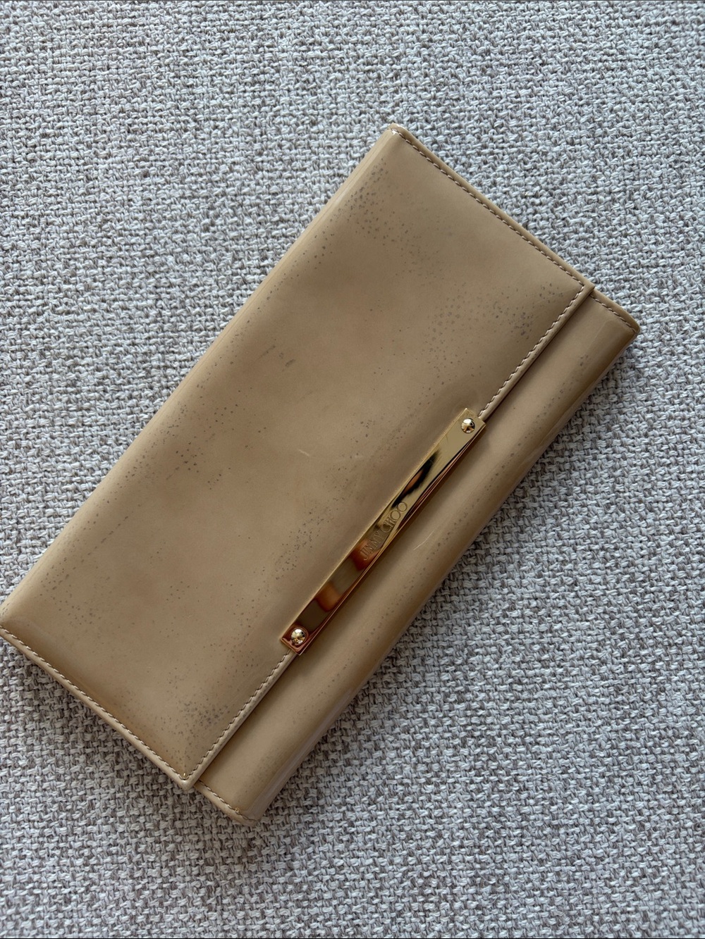 Jimmy Choo Nude Clutch with Gold Hardware